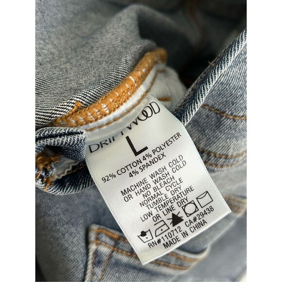 Driftwood Brady Boyfriend Overalls Feathery Leaf Blue Women's Size Large - Picture 10 of 11